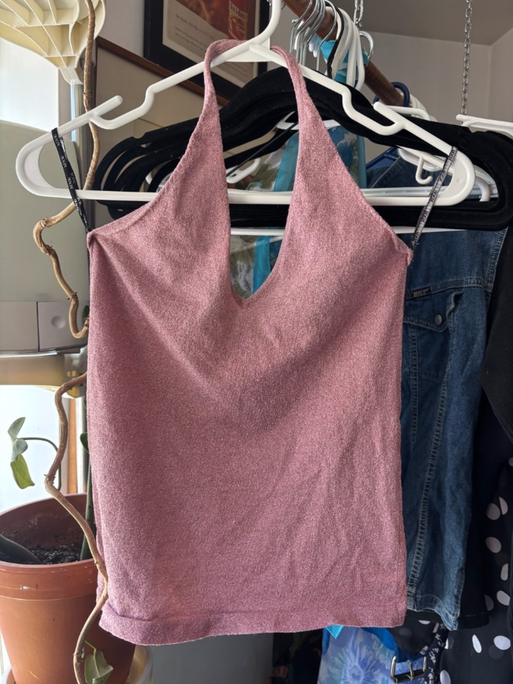 RARE Vintage pink halt lurex Mango top * accepting offers